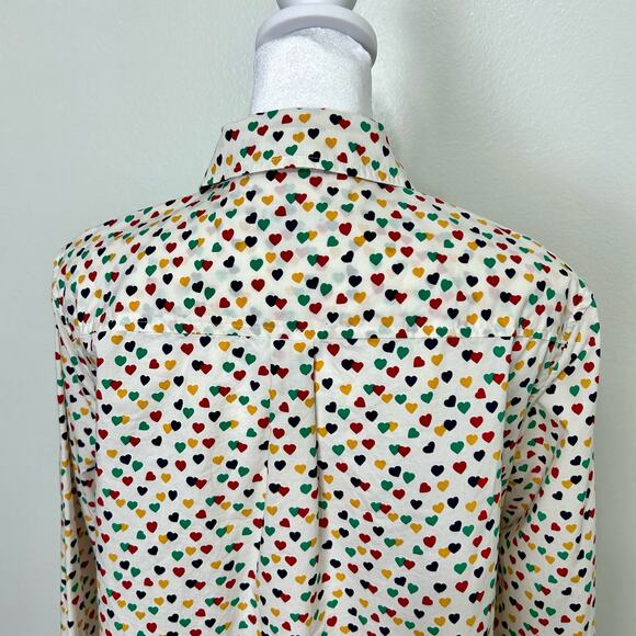 Talbots Hearts Button up Shirt 0X Plus Women Colorful Blue Red Long Sleeve - Picture 7 of 12
